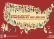 America's Recovery Powered by Inclusion: National Disability Employment Awareness Month illustration of a diverse group of individuals on a map of the United States